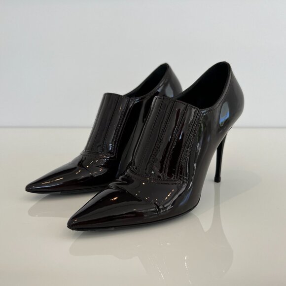 VALENTINO GARAVANI BROWN PATENT LEATHER ANKLE BOOTS SIZE IT 38 / US 8 - Picture 9 of 15